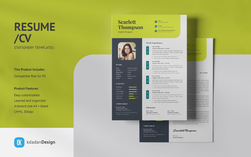 Resume/CV PSD Design Templates Vol 195 Resume Template