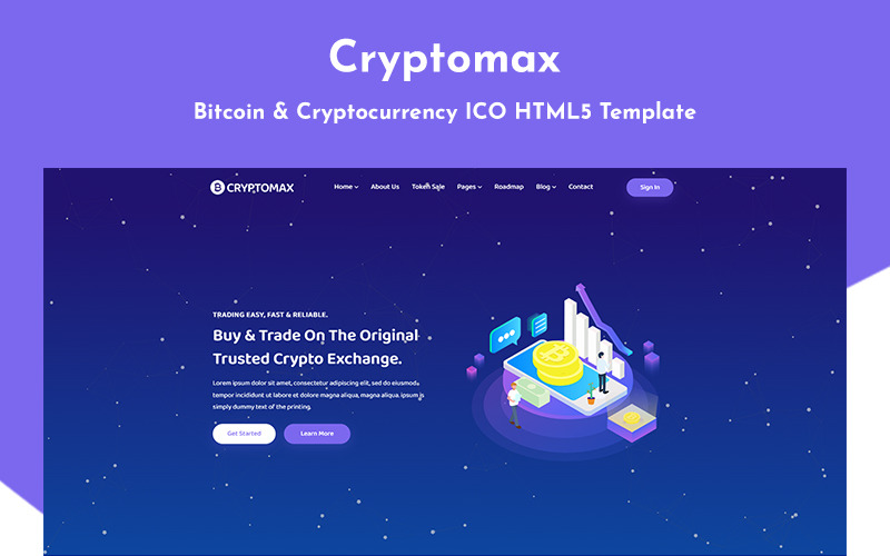 Cryptomax - Bitcoin & Cryptocurrency ICO HTML5 Template Website Template