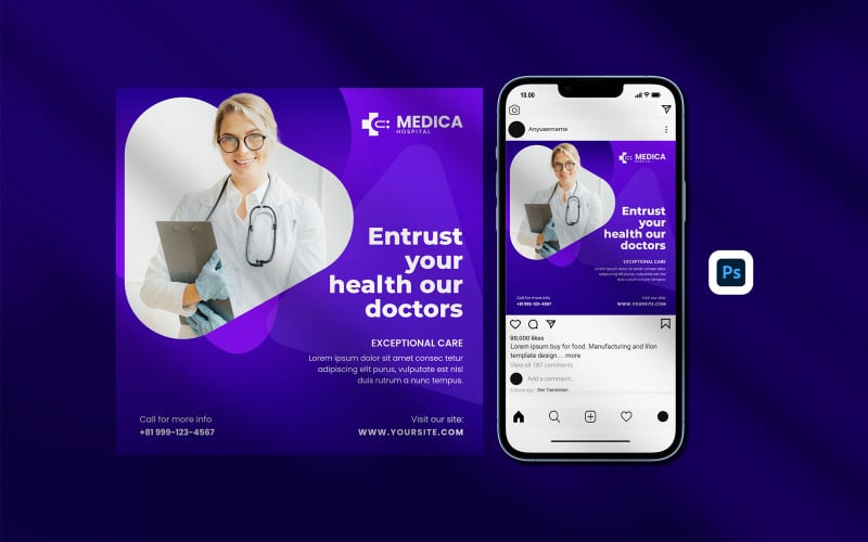 Medical Instagram Post Template Design Social Media
