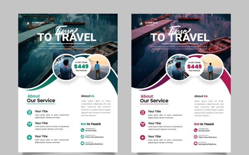 Travel flyer design template and travel agency flyer template design ideas Illustration