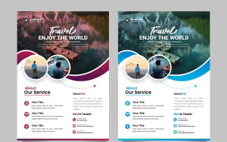 Travel flyer design template and travel agency flyer template design with contacts