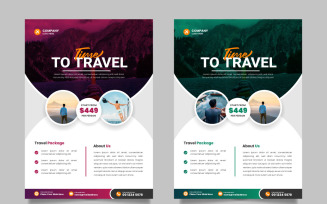Travel flyer design template and travel agency flyer template vector design with contact