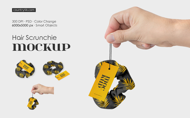 Hair Scrunchie with Label Mockup Set Product Mockup