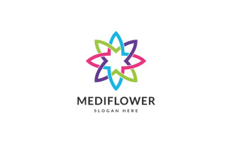 Mediflower Line Logo Design Tempate
