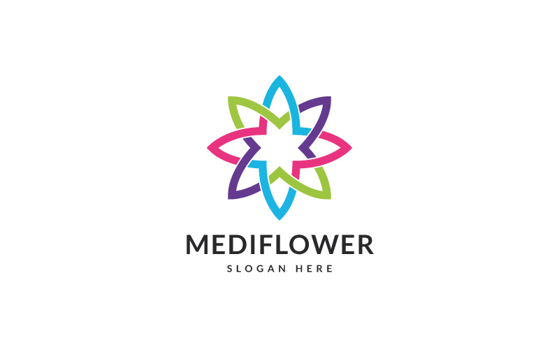 Mediflower Line Logo Design Tempate Logo Template