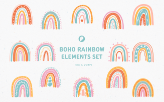 Boho Rainbow Elements Set