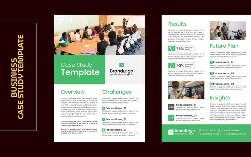 Business Case study template corporate modern business double side flyer Corporate Identity