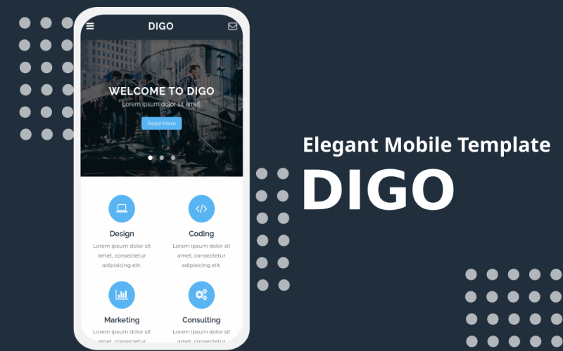 Digo - Elegant Mobile Template Website Template