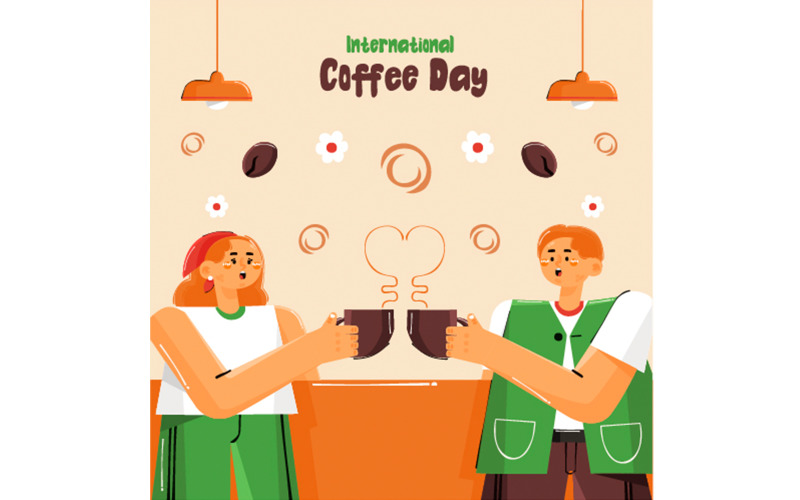 International Coffee Day Celebration Illustration