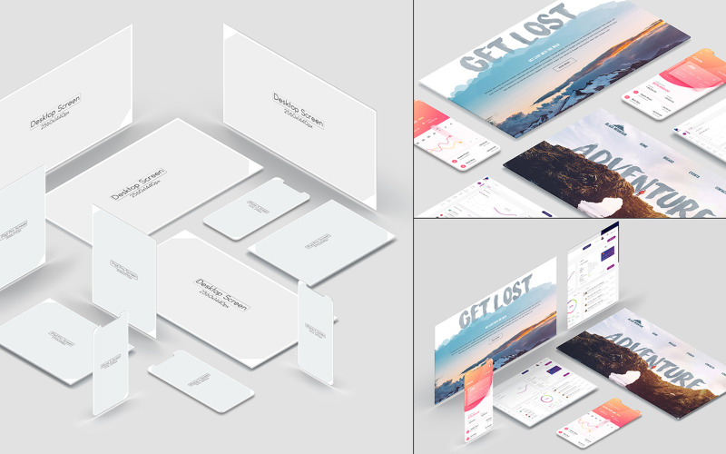 Isometric Mockups For Devices Product Mockup