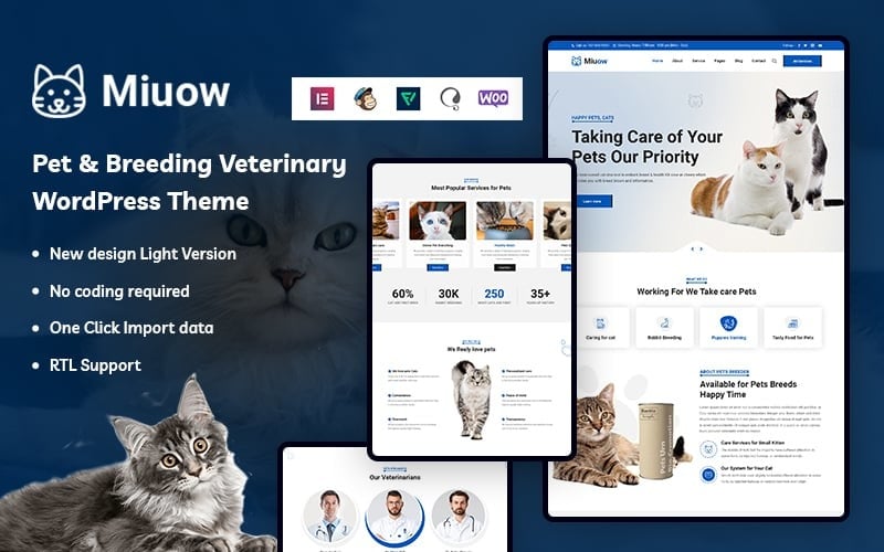 Miuow - Pet & Breeding Veterinary WordPress Them WordPress Theme