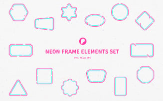 Pink & Blue Neon Frame Elements Set