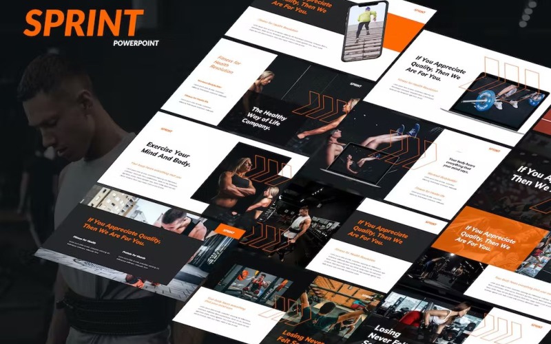 Sprint - Health & Fitness Powerpoint Template PowerPoint Template