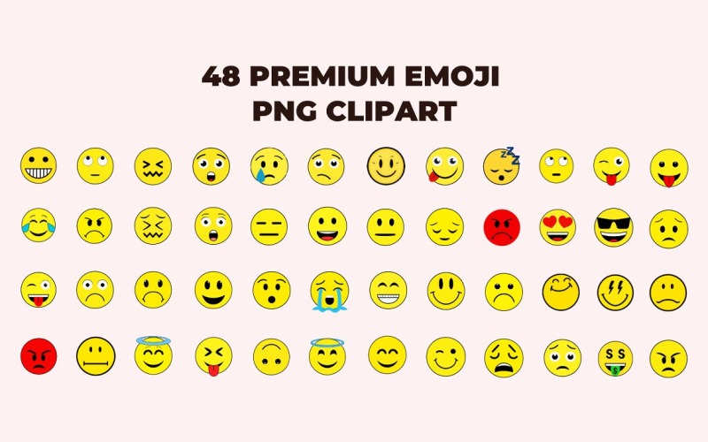 48 Emoji Premium PNG Clipart Background