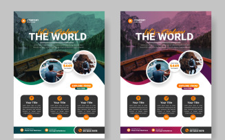 Travel flyer design template for travel agency with contact and venue detail