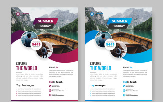 Travel flyer design template for travel agency with contact and venue idea