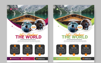 Travel flyer design template for travel agency with contact and venue