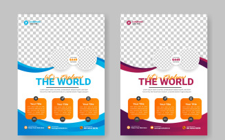 Travel flyer design template for travel agency with contact