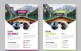 Vector Travel flyer design template for travel agency with contact and venue details