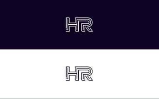 HR letter line logo design black and white v3