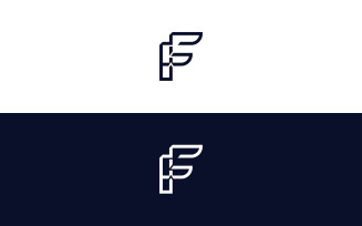 Letter f line logo design template