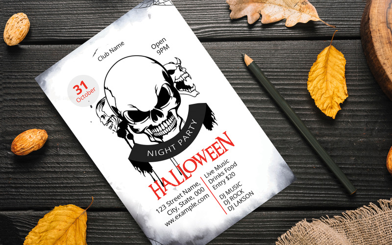 Printable Halloween Party Invitation Flyer . Word and Psd Template Corporate Identity