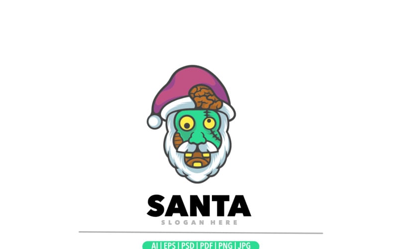 Santa zombie mascot cartoon logo Logo Template