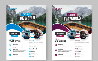 Travel flyer design template for travel agency with contact and venue ideas