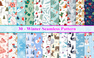 Winter Seamless Pattern, Christmas Winter Seamless Pattern, Christmas Seamless Pattern
