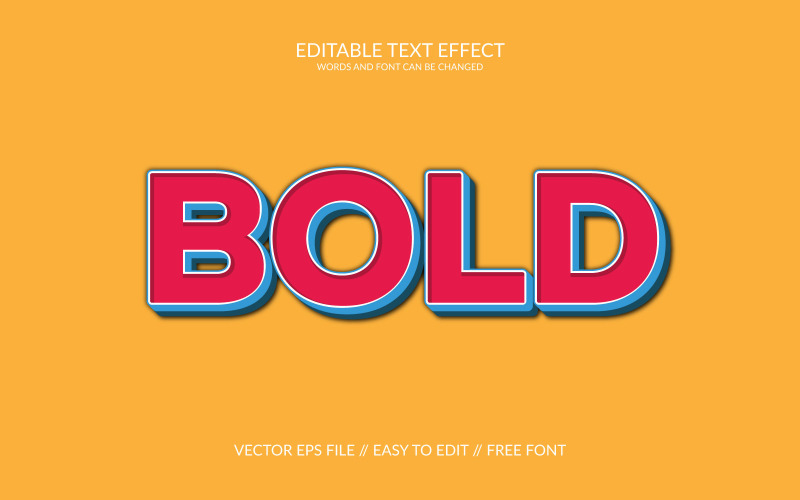 Bold 3D Editable Vector Eps Text Effect Template Illustration