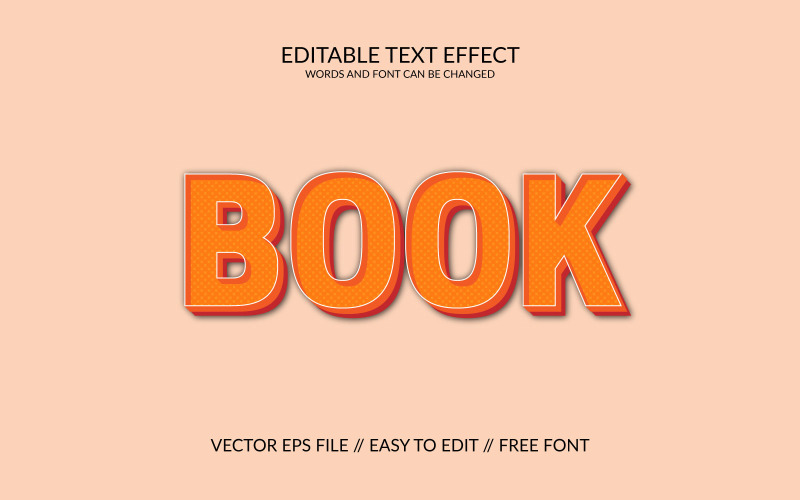 Book fully editable vector eps 3d text effect design Illustration