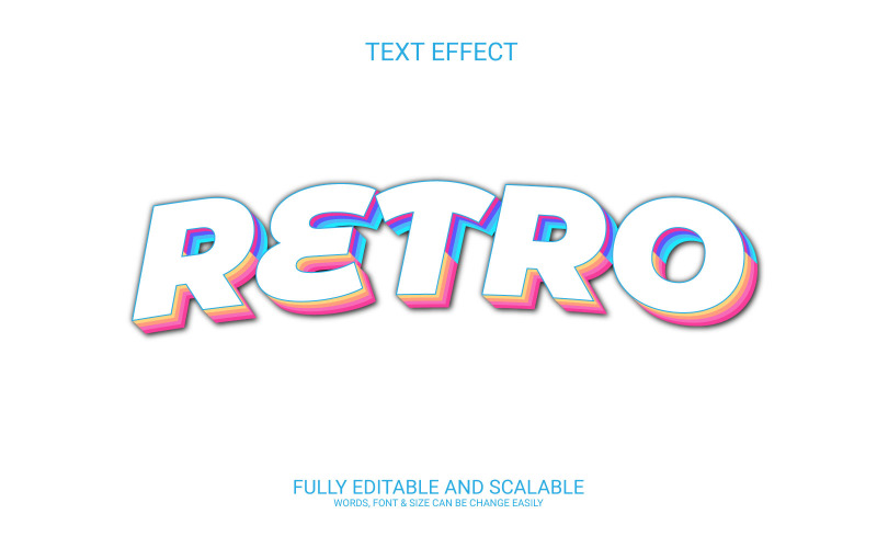 Retro fully editable vector 3d text effect Illustration