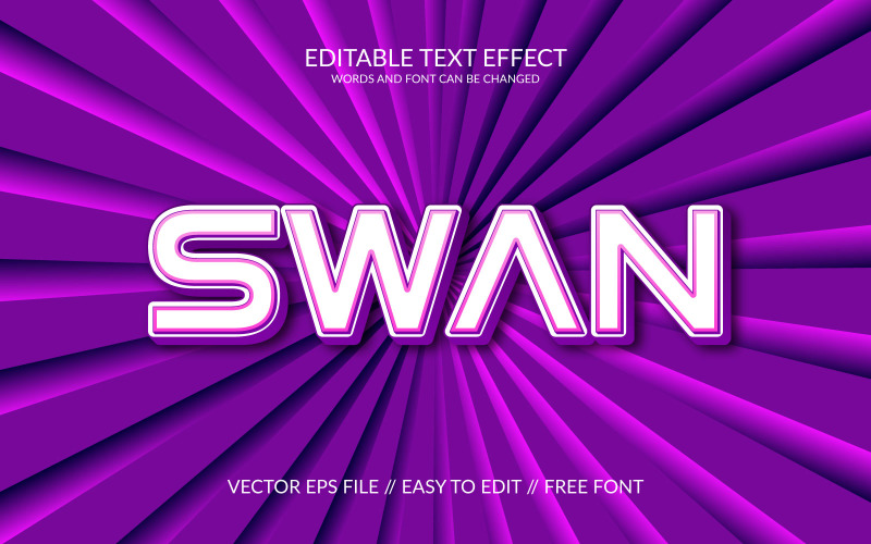 Swan Editable Vector Eps 3D Text Effect Template Illustration