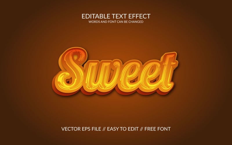 Sweet 3D Editable Vector Eps Text Effect Template Illustration