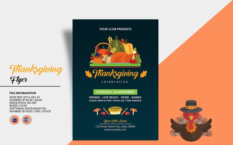 Thanksgiving Celebration Party Invitation Flyer Corporate Identity