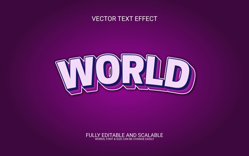 World 3D Editable Vector Eps Text Effect Template Illustration