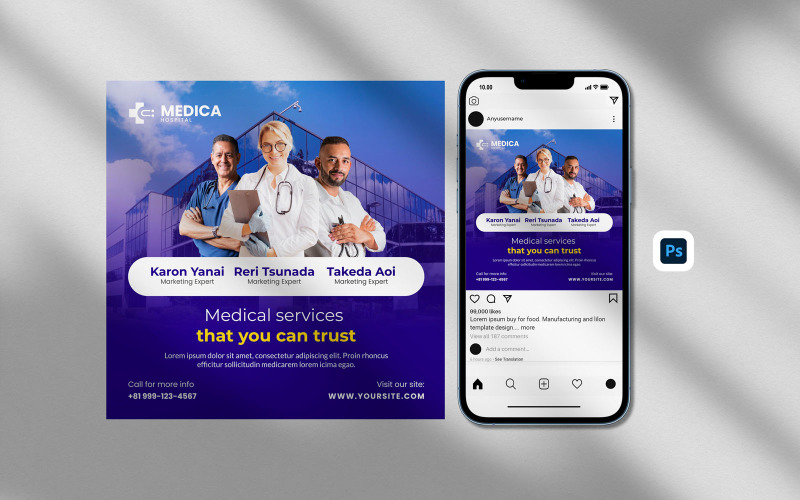 Medical Templates - Medical Instagram Post Banner Template Design - IGP 85 Social Media