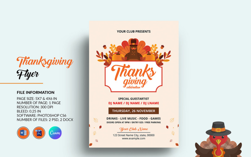 Thanksgiving Celebration Party Invitation Flyer Template Corporate Identity