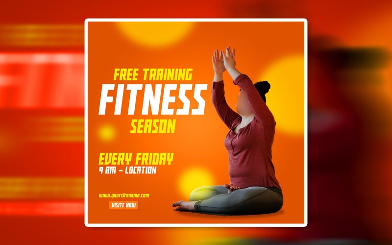 Creative Social Media Gym Fitness Promotional Ads Banner Corporate Identity