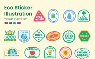 Eco Sticker illustration Set