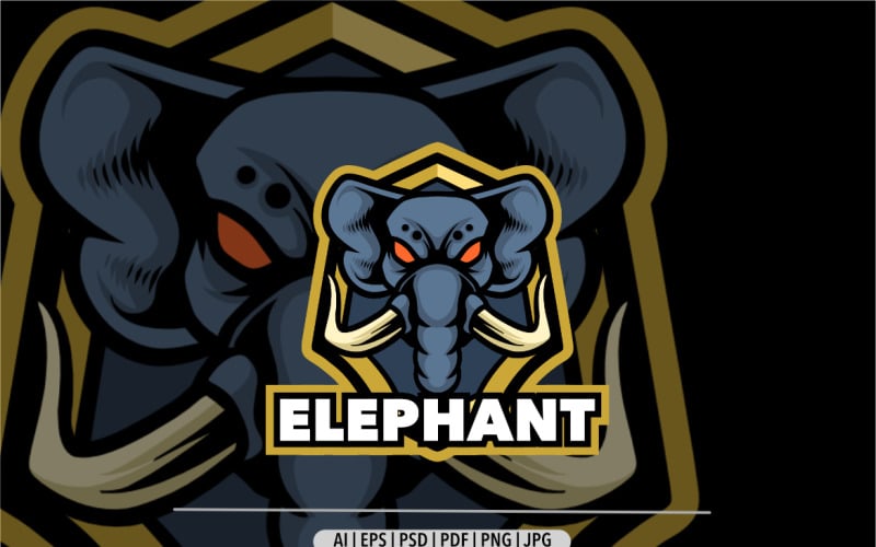 Elephant mascot logo for gaming and sport Logo Template