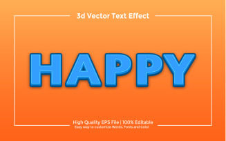 Happy High quality Fully Editable 3D Text effect EPS Vector