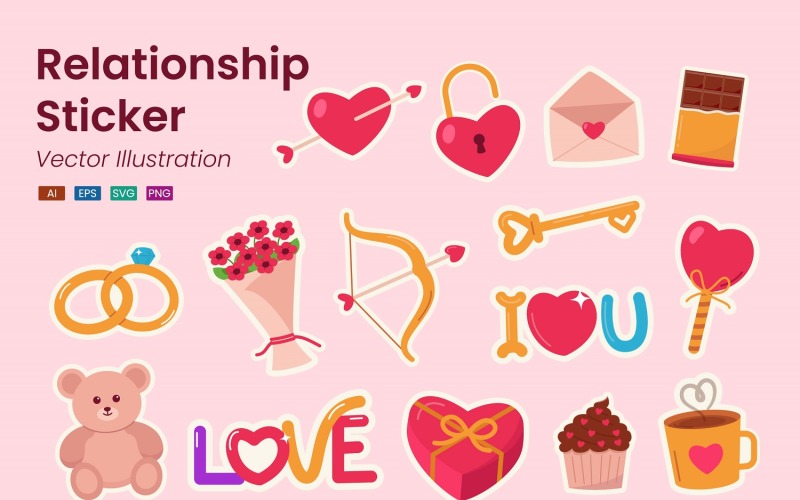 Relationship Sticker illustration Set Illustration