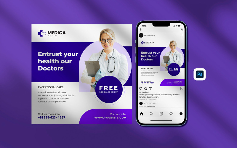 Medical Social Media Post Design Template - Medical Templates