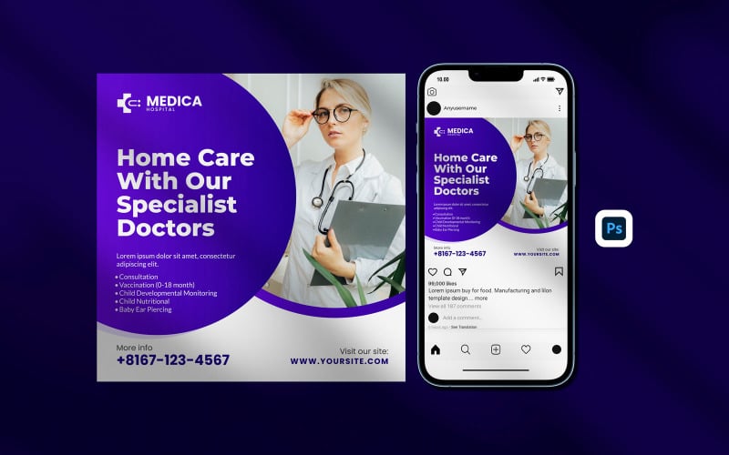 Medical Template - Medical Social Media Post Design Template
