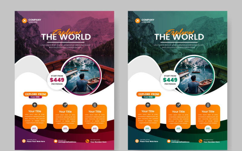 Vacation travel flyer design template, Travel poster or flyer pamphlet flyer Illustration