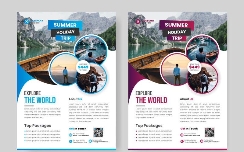 Vacation travel flyer design template, Travel poster Illustration