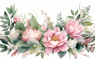 Watercolor floral wreath Background 06