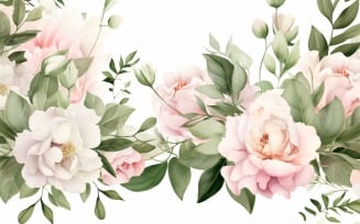 Watercolor flowers wreath Background 04