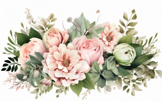 Watercolor flowers wreath Background 12